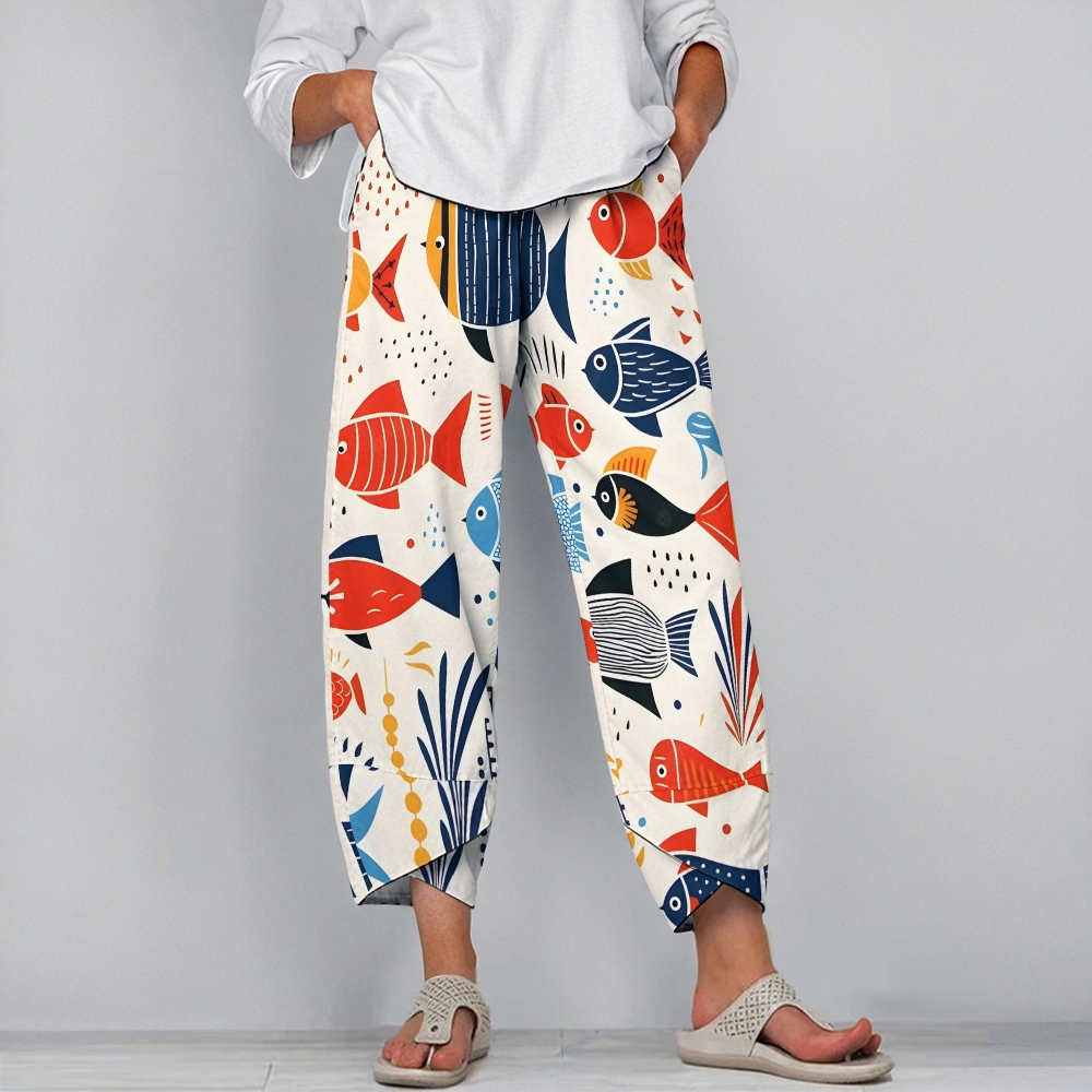 Women's Casual Colorful Fish Printed Pants