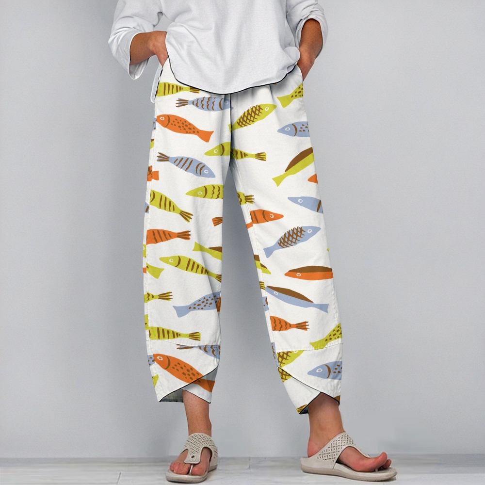 Women's Casual Geometric Fish Printed Pants