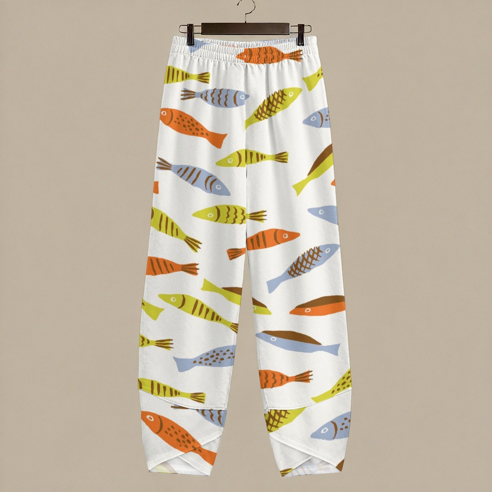 Women's Casual Geometric Fish Printed Pants