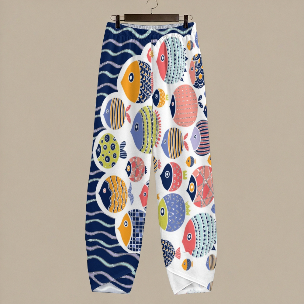 Women's Casual Waves Fish Printed Pants
