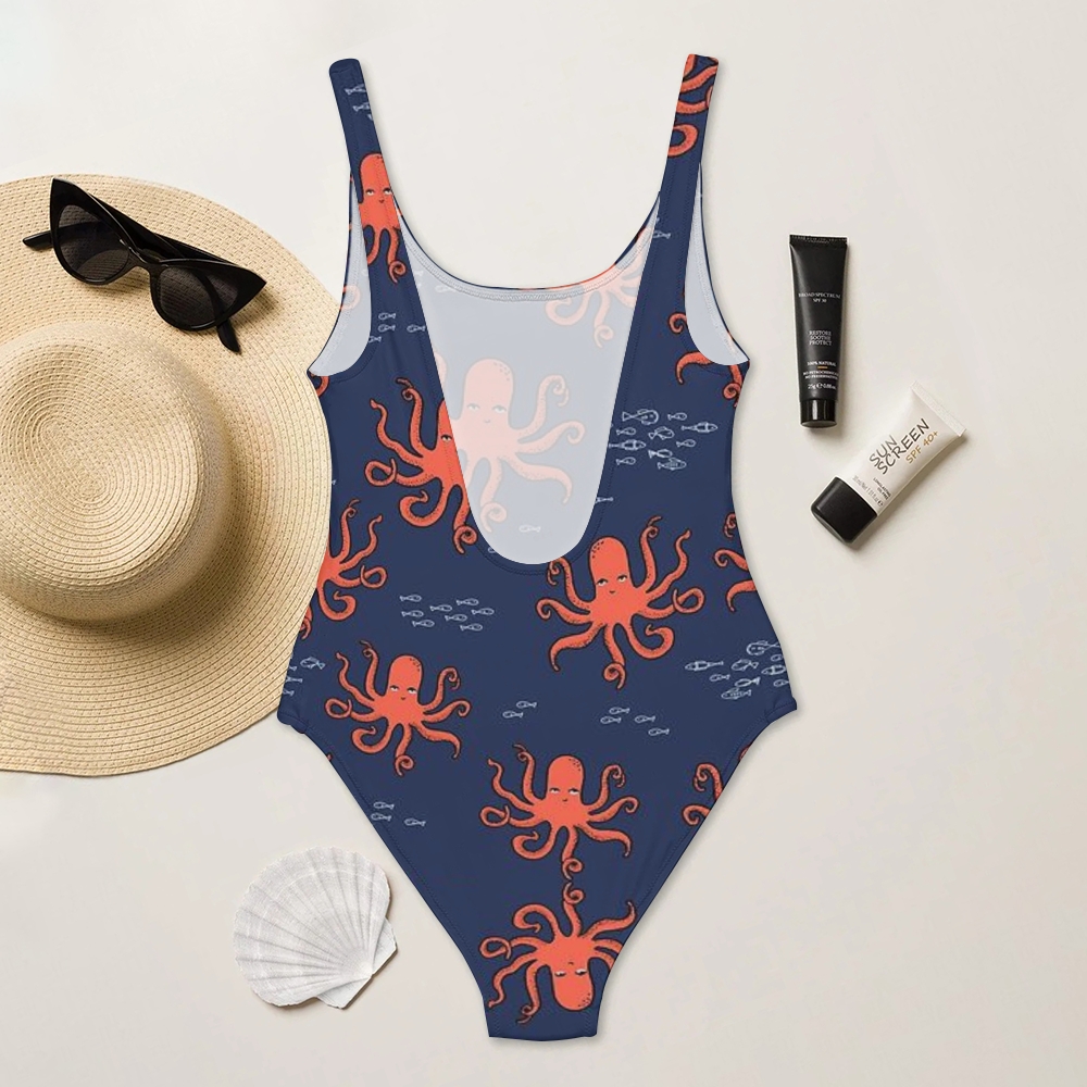 Octopus Printed One Piece Swimsuit