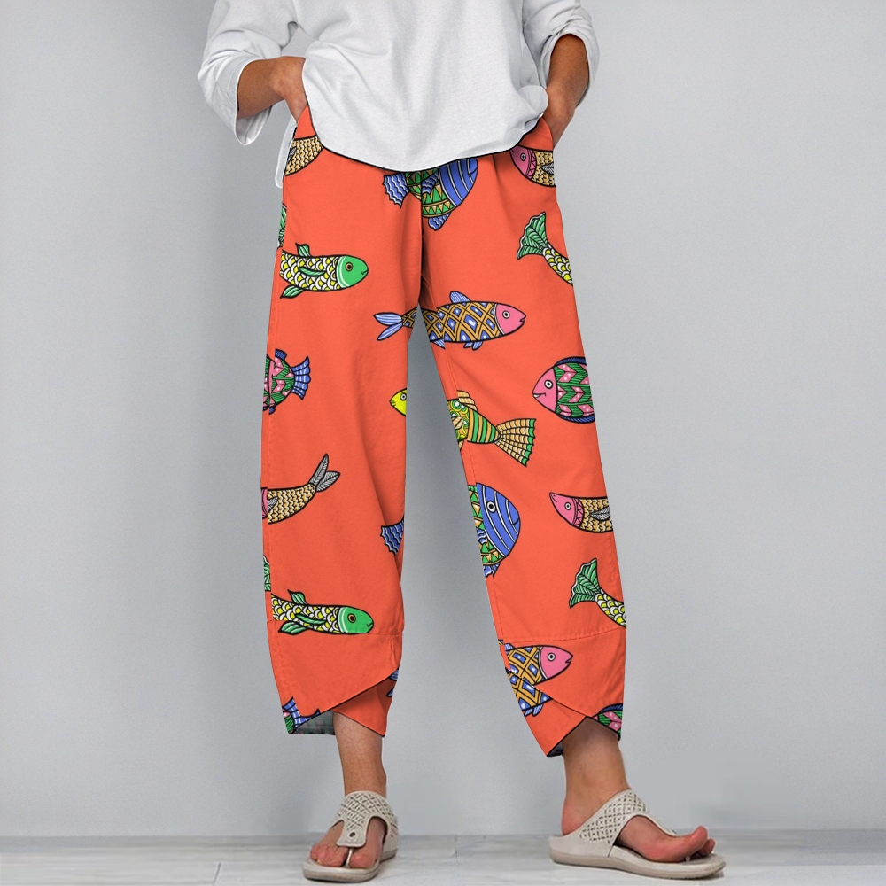 Women's Casual Colorful Fish Printed Pants