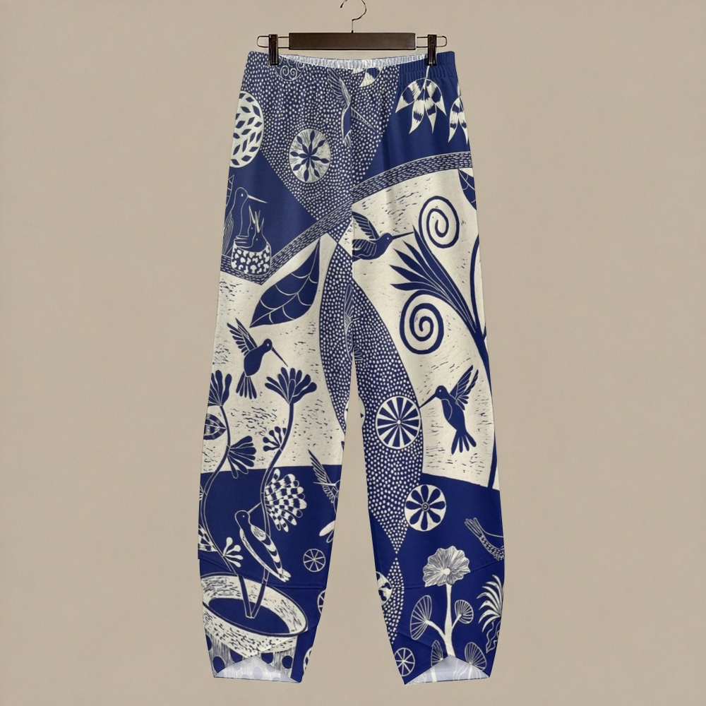 Women's Casual Vintage Flowers And Birds Printed Pants