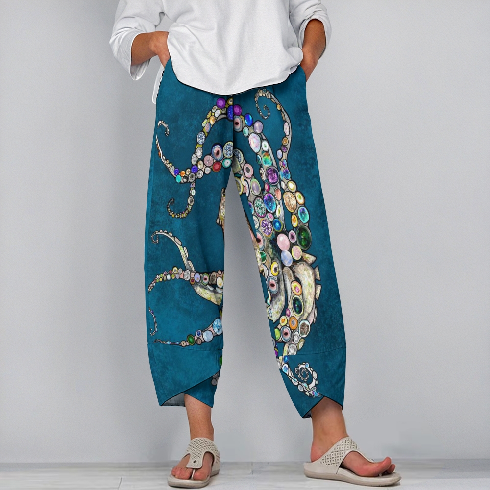 Women's Casual Jewel Octopus Printed Pants