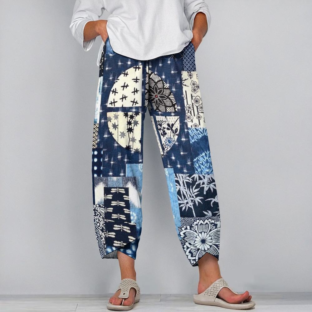 Women's Casual Vintage Stitching Printed Pants