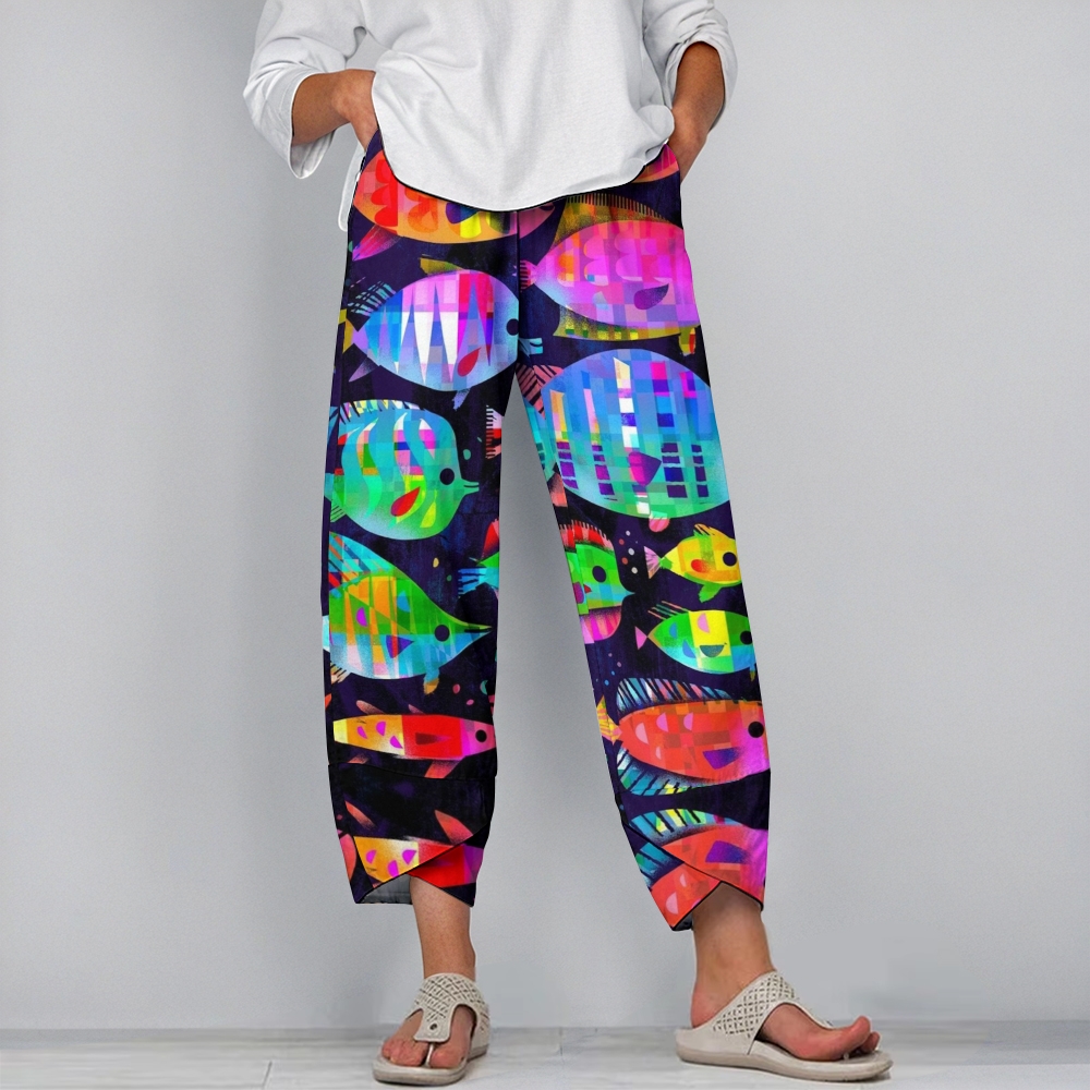 Women's Casual Colorful Fish Printed Pants