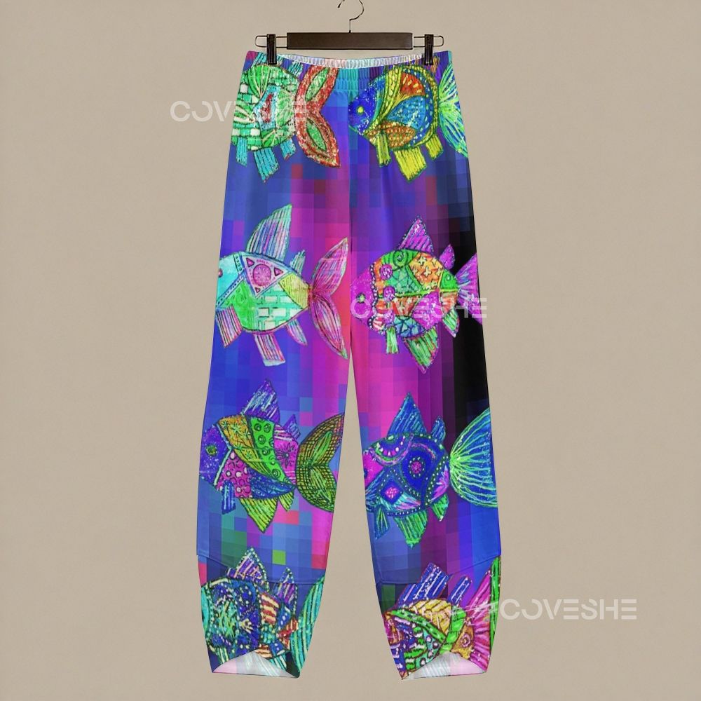 Women's Casual Colorful Fish Printed Pants