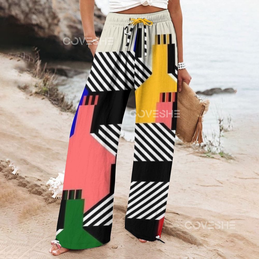 Women's Wide Leg Casual Geometry Printed Pants