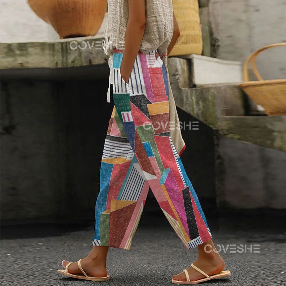 Women's Colorful Geometry Printed Trousers