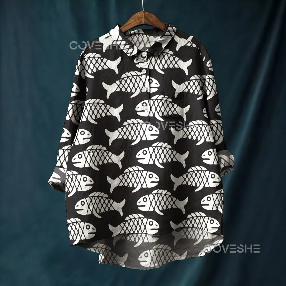 Women's Casual Geometric Fish Printed Pants