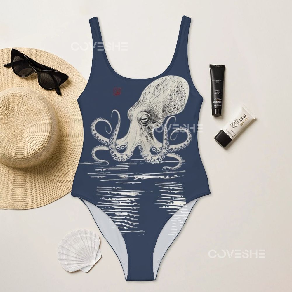 Octopus Printed one piece swimsuit