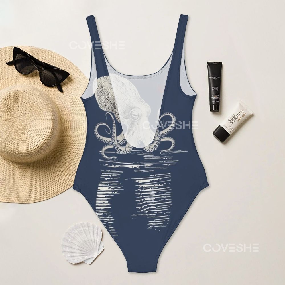 Octopus Printed one piece swimsuit