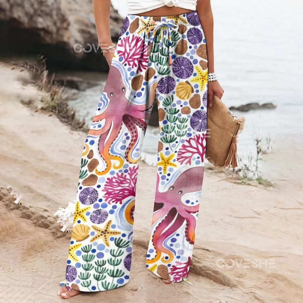 Women's Casual Undersea Octopus Printed Pants