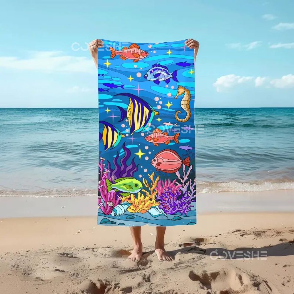 Casual Underwater World Printed Beach Towel
