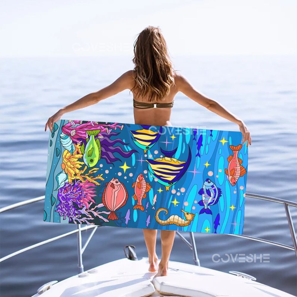 Casual Underwater World Printed Beach Towel