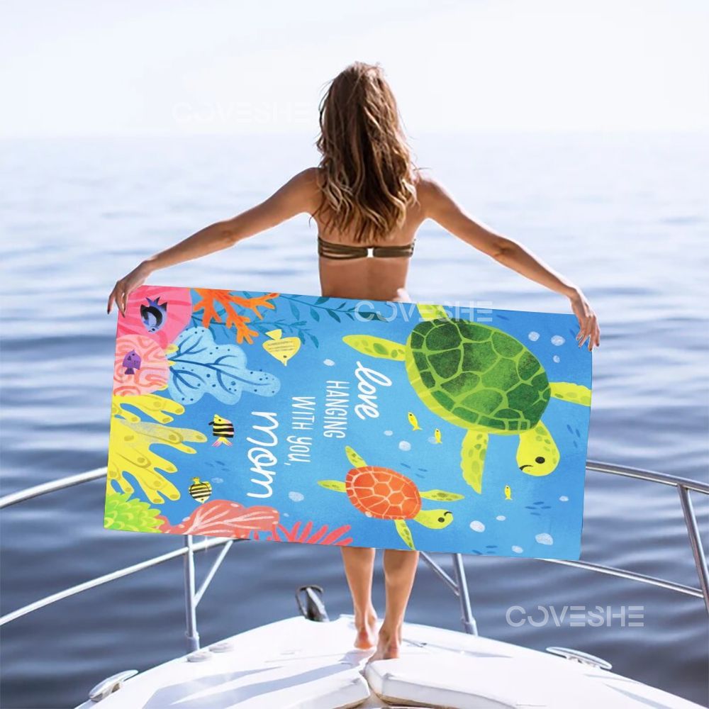Casual Underwater World Sea ​​Turtle Printed Beach Towel