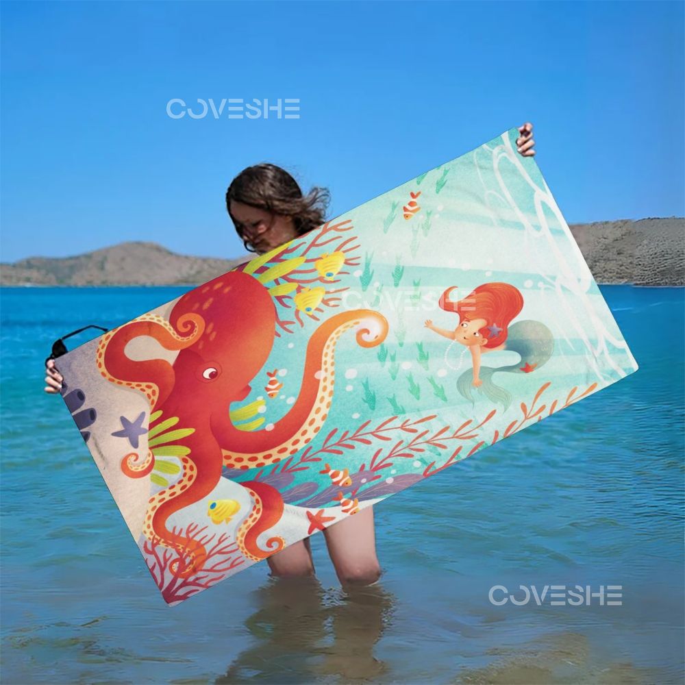 Casual Undersea Octopus Printed Beach Towel