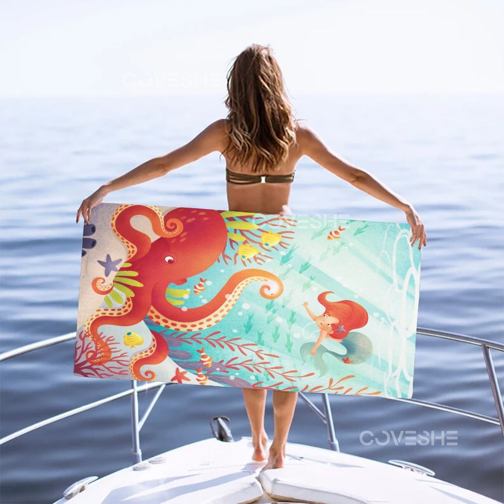 Casual Undersea Octopus Printed Beach Towel