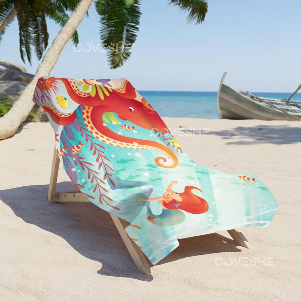 Casual Undersea Octopus Printed Beach Towel