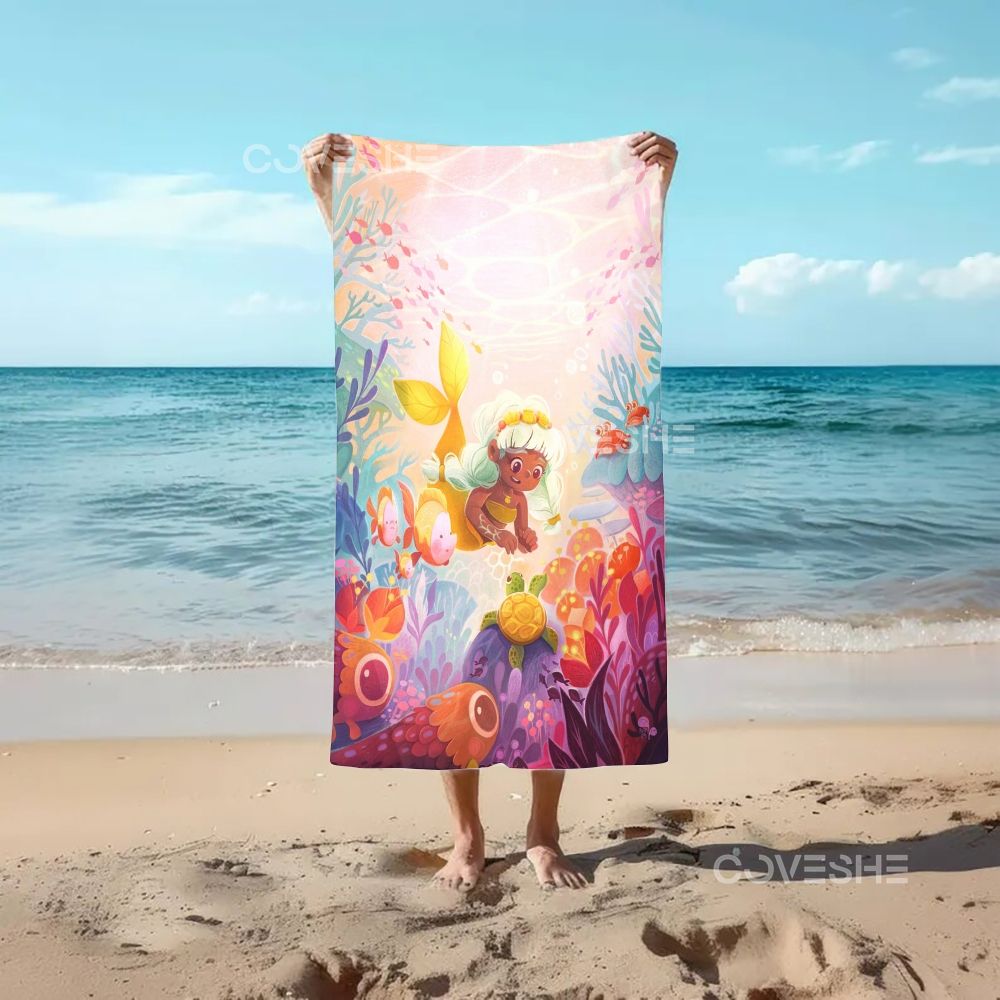 Casual Undersea Mermaid Printed Beach Towel