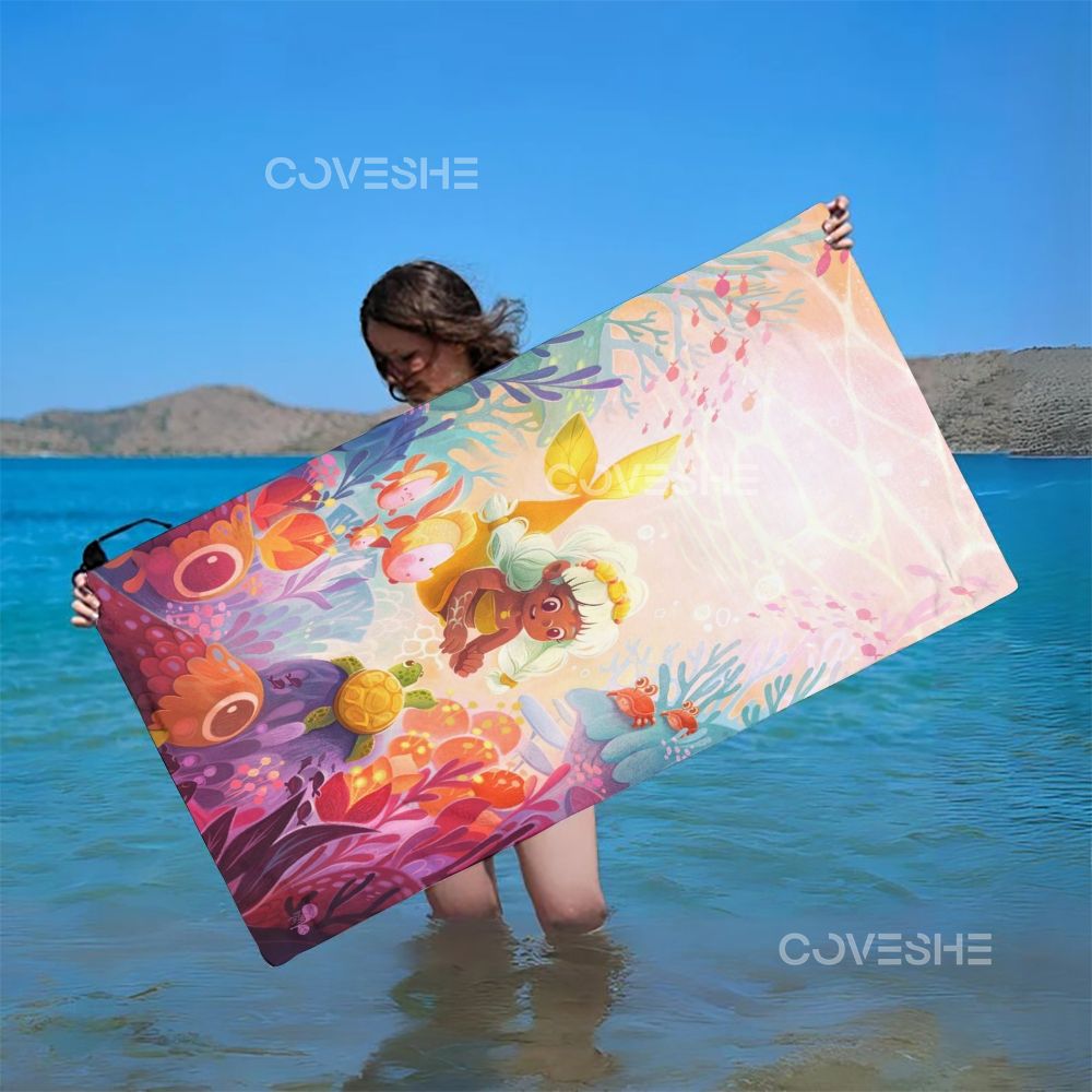 Casual Undersea Mermaid Printed Beach Towel