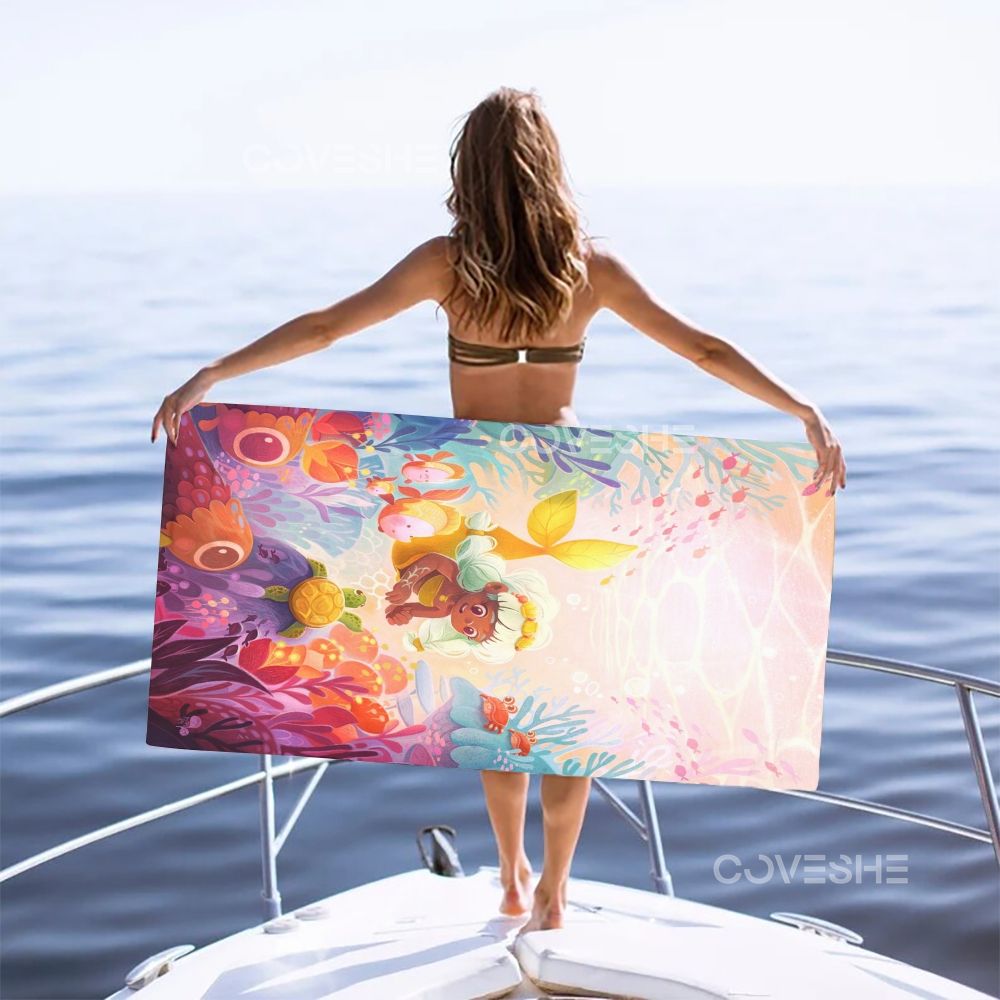 Casual Undersea Mermaid Printed Beach Towel