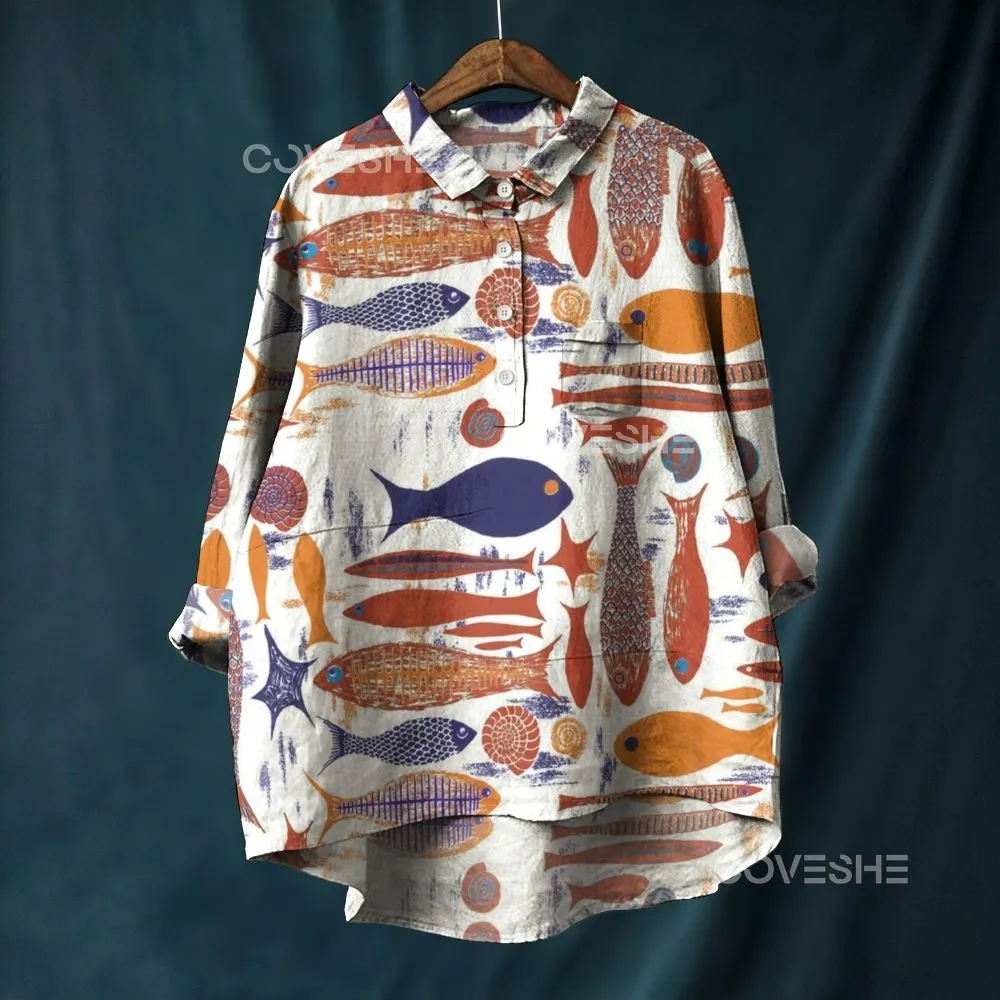 Women's Casual Vintage Fish Printed Pants