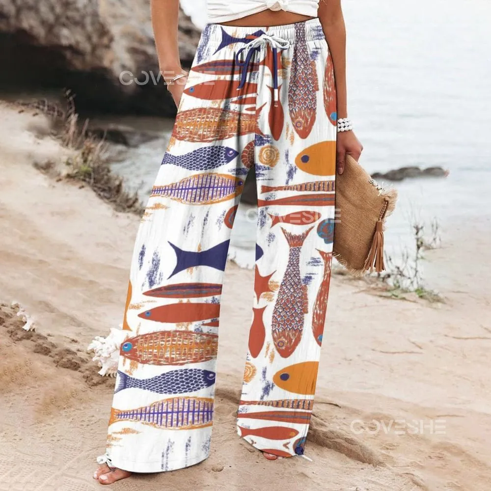 Women's Casual Vintage Fish Printed Pants