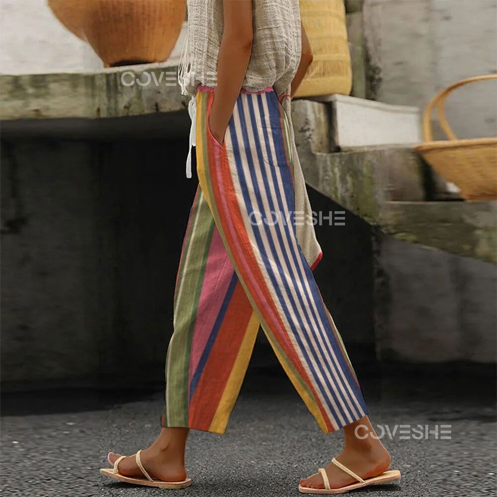 Women's Geometric Stripes Printed Trousers