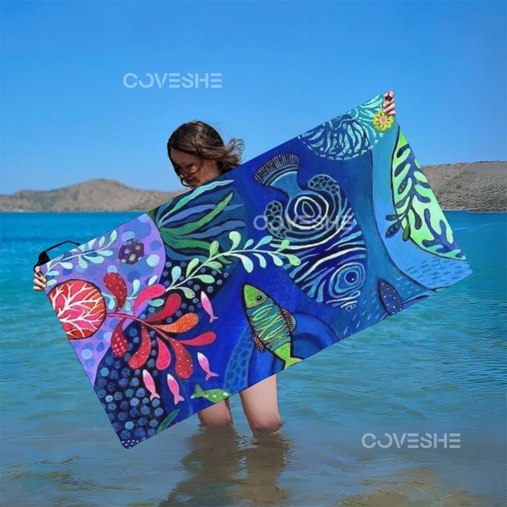 Casual Cartoon Colorful Fish Printed Beach Towel