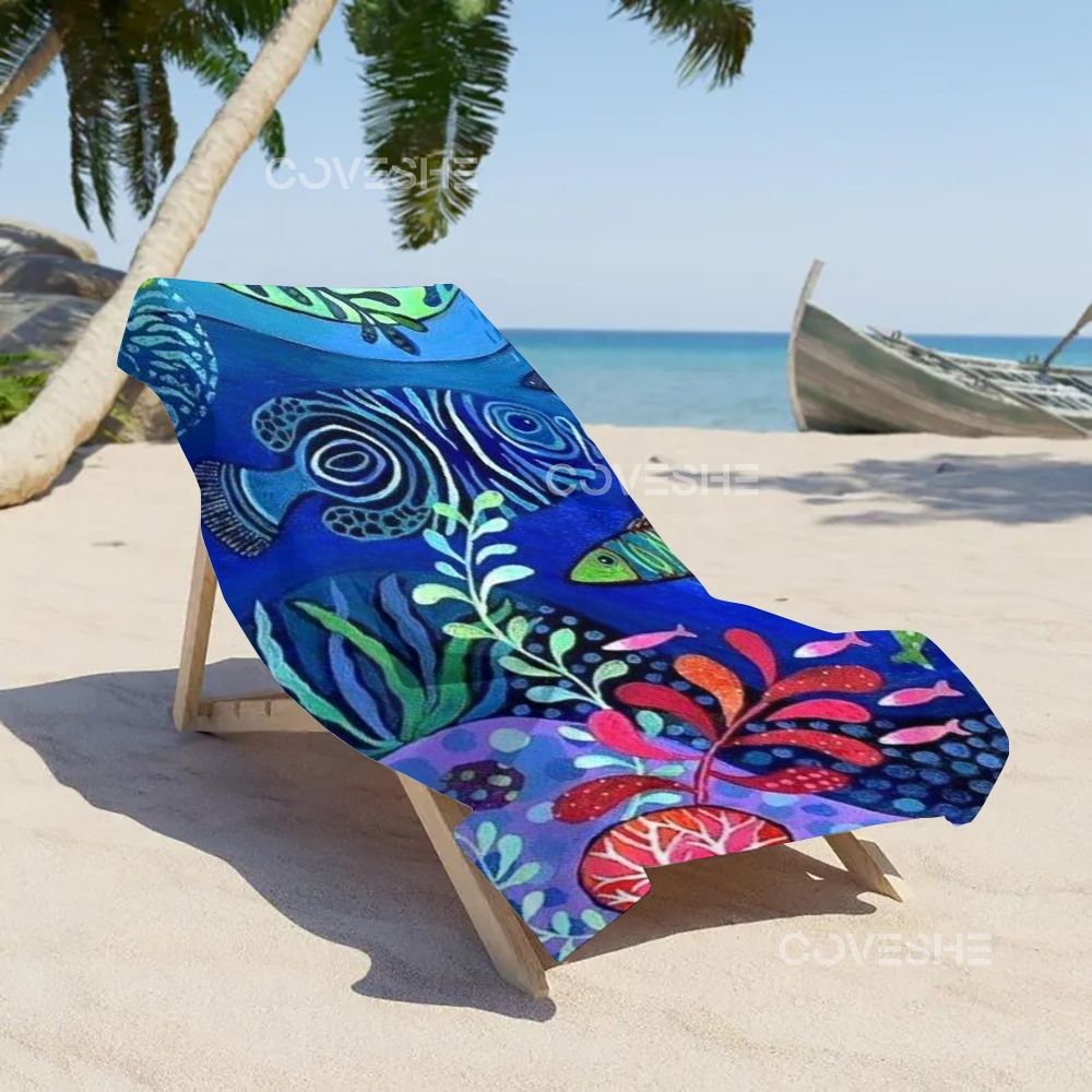 Casual Cartoon Colorful Fish Printed Beach Towel