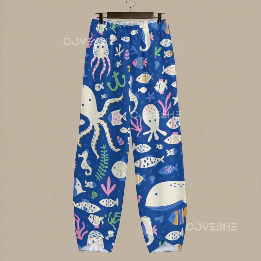 Women's Casual Octopus Fish Printed Pants