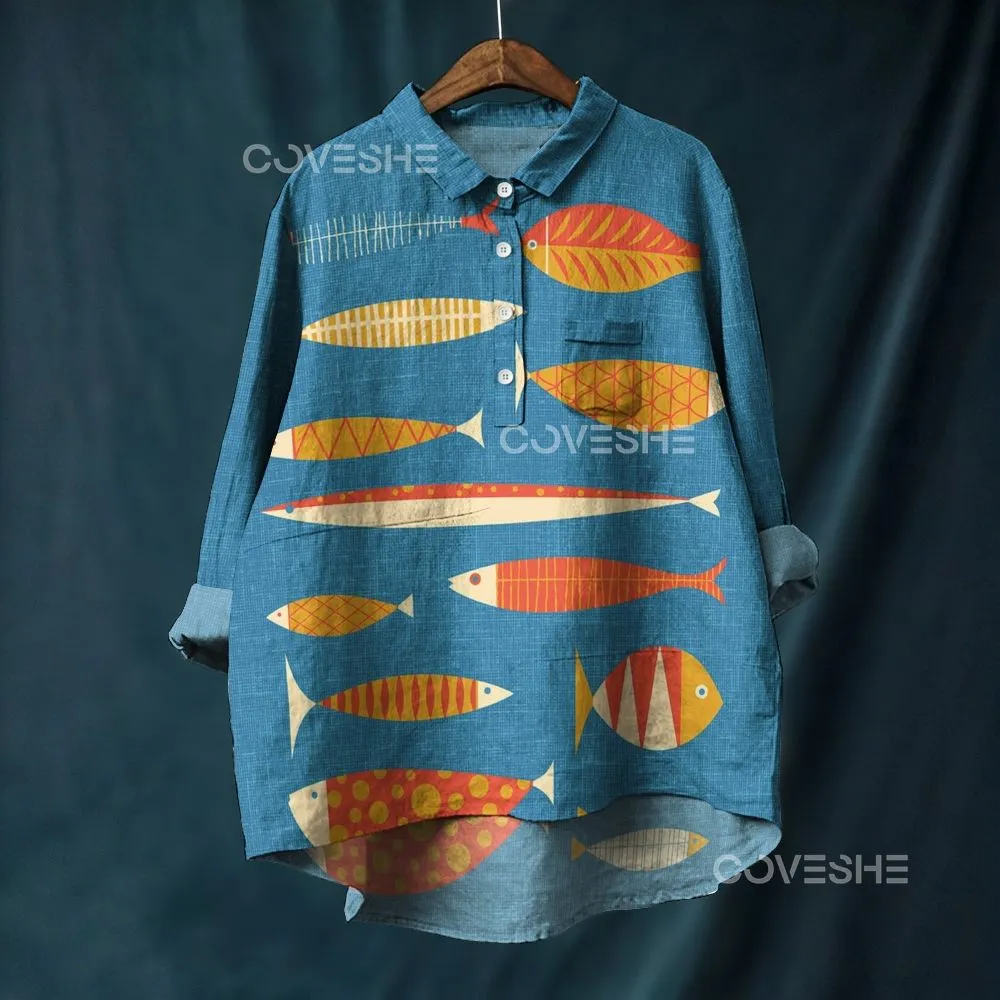 Women's Casual Orange Sardines Printed Pants