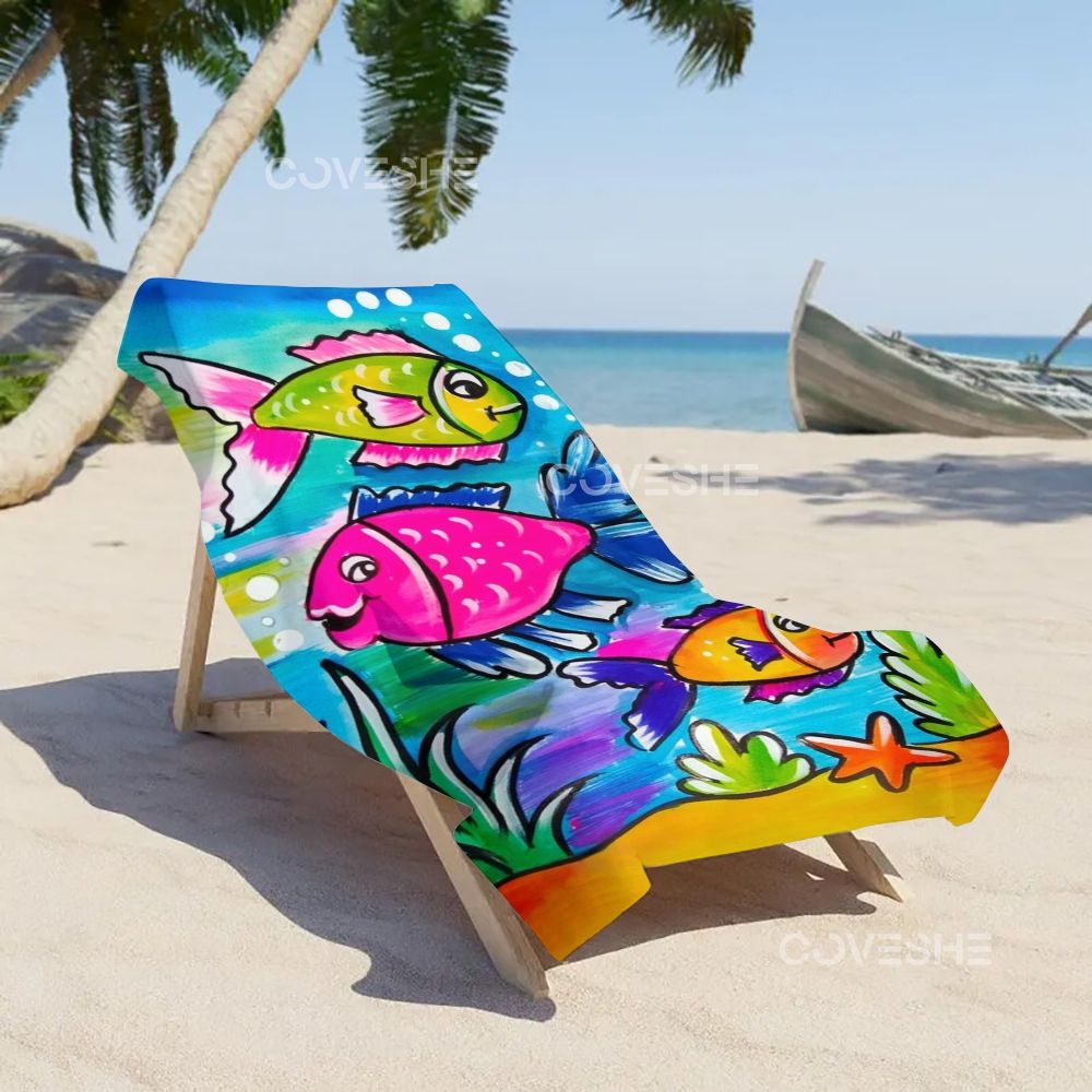 Casual Colorful Cartoon Fish Printed Beach Towel