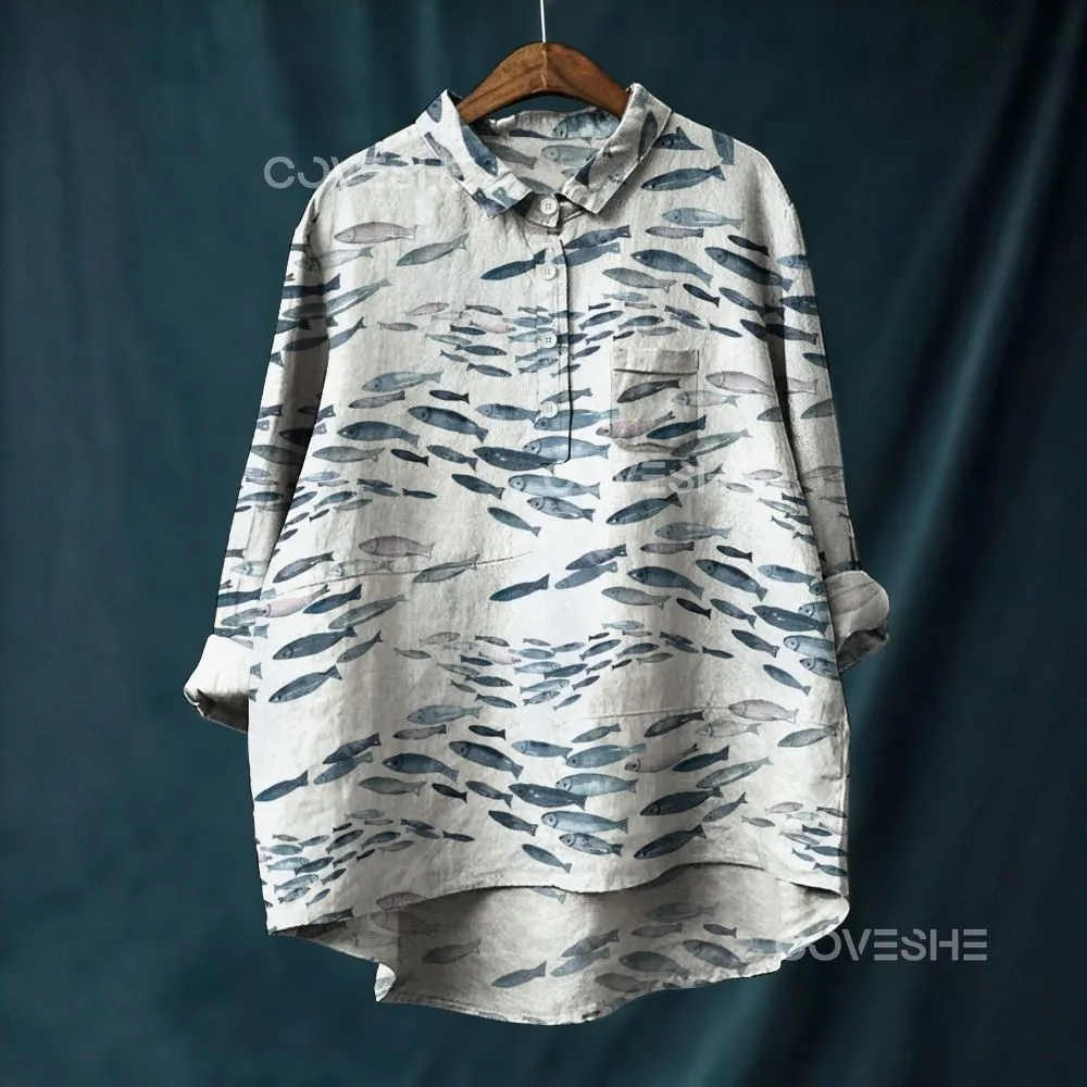 Women's Wide Leg Casual Sardines Printed Pants