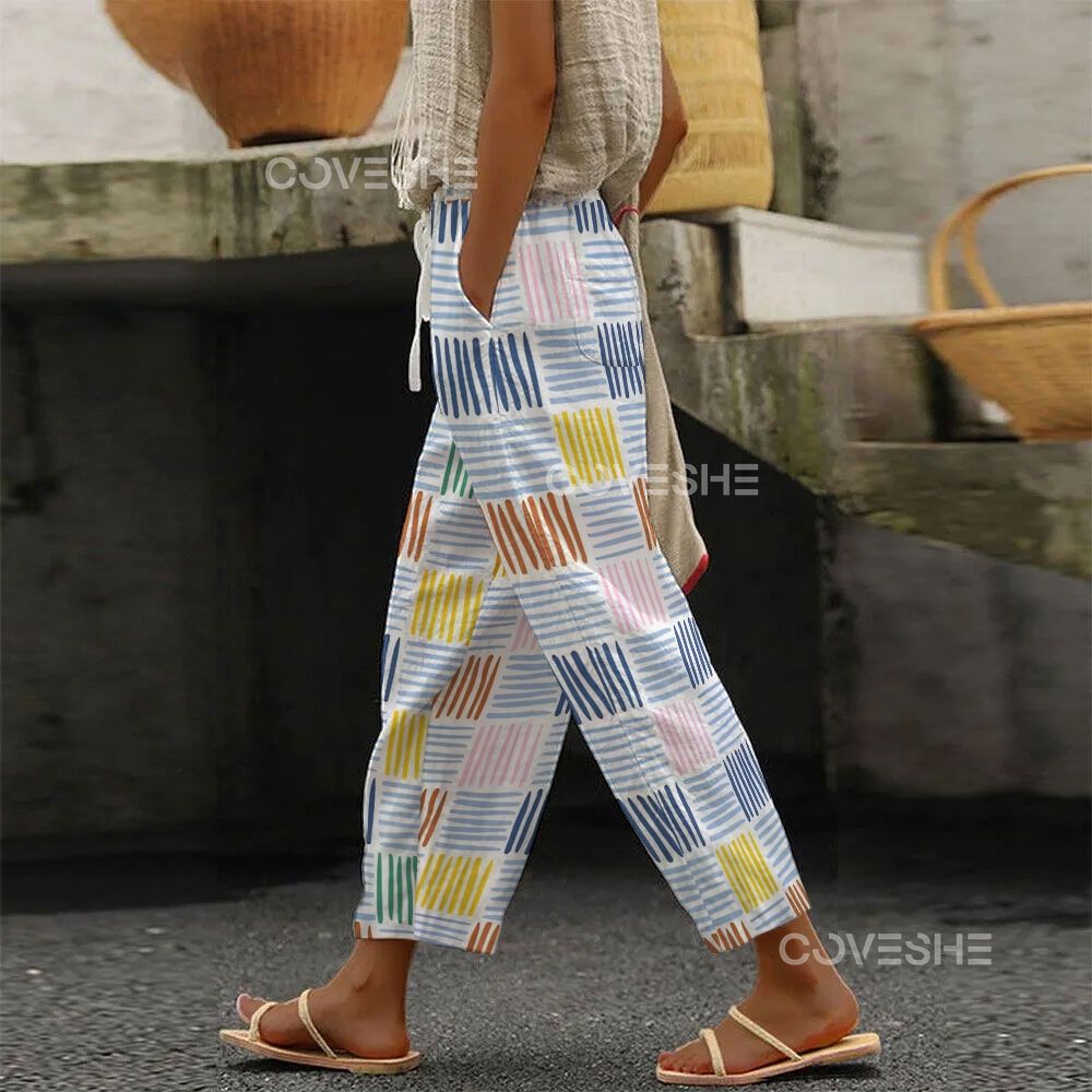Women's Geometric Stripes Printed Trousers