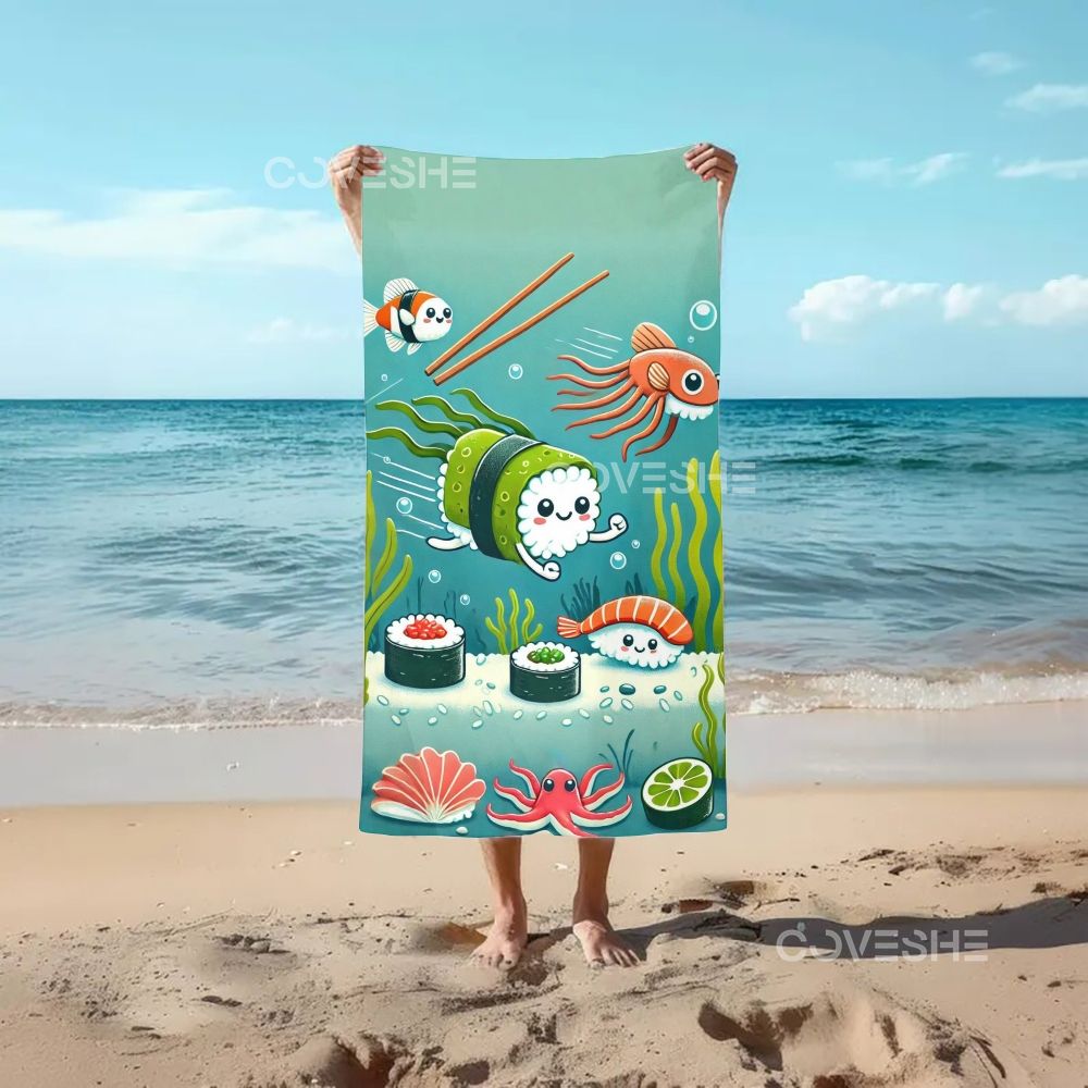 Casual Undersea Sushi Printed Beach Towel
