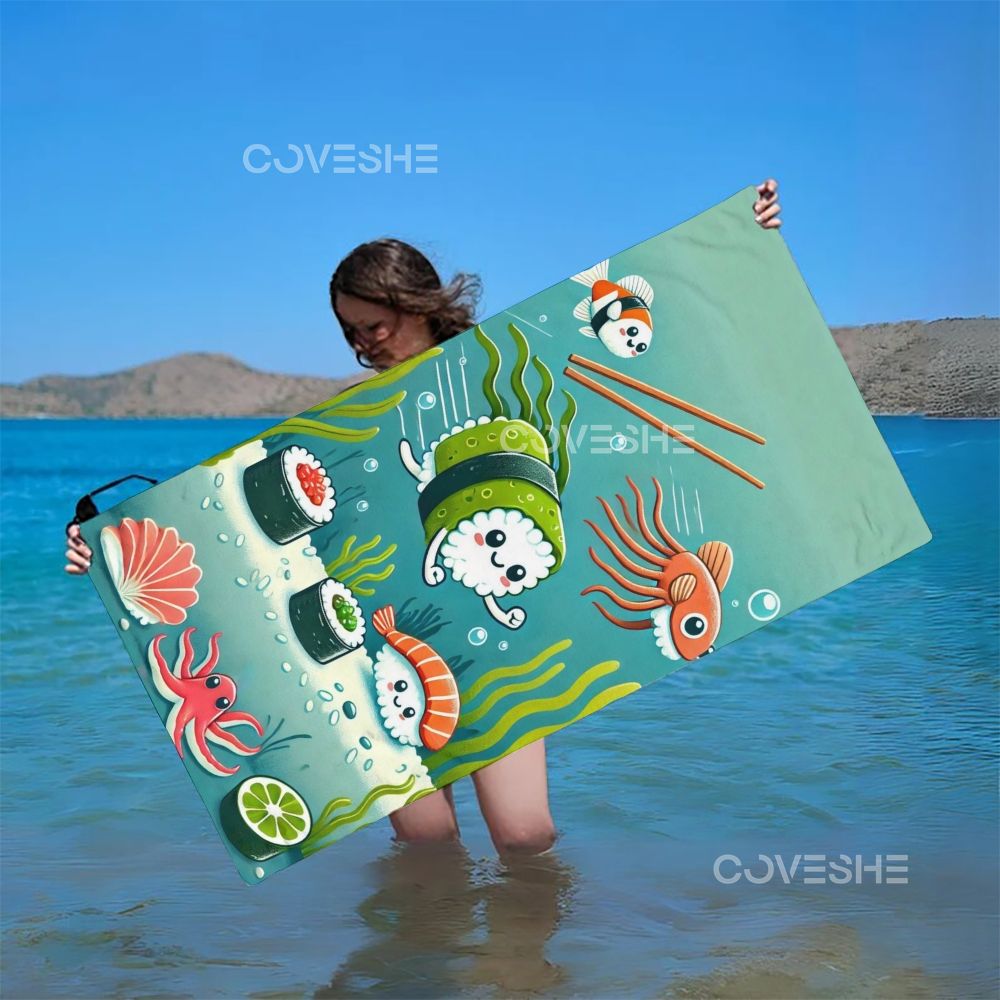 Casual Undersea Sushi Printed Beach Towel