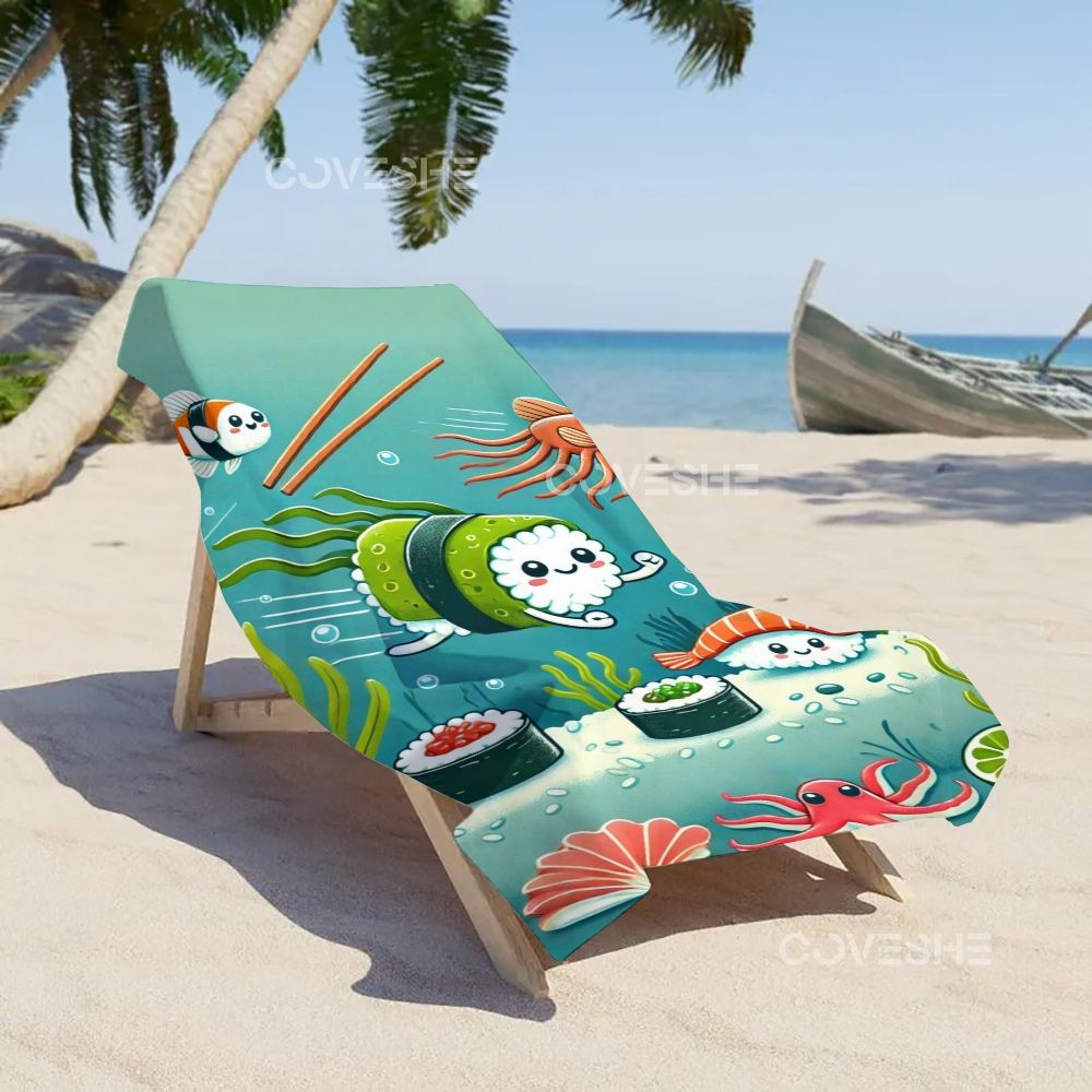 Casual Undersea Sushi Printed Beach Towel
