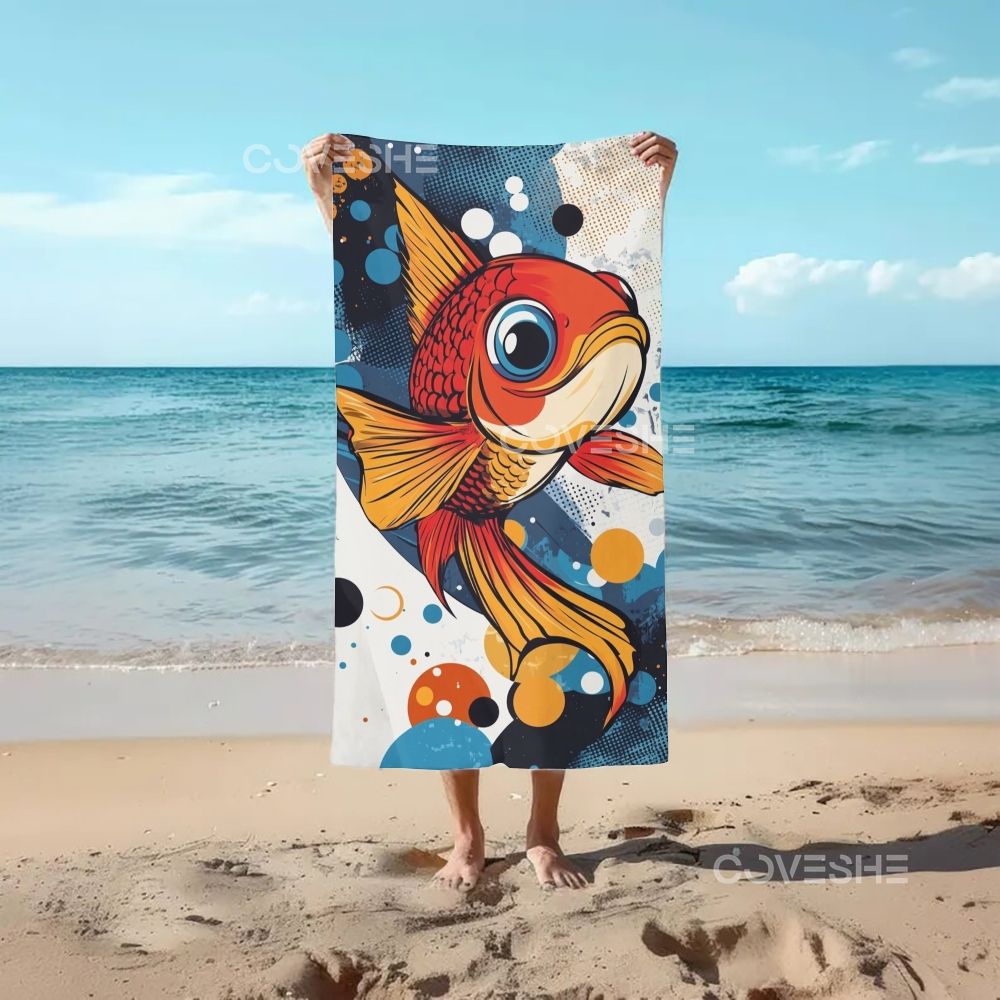 Casual Geometric Polka Dot Fish Printed Beach Towel