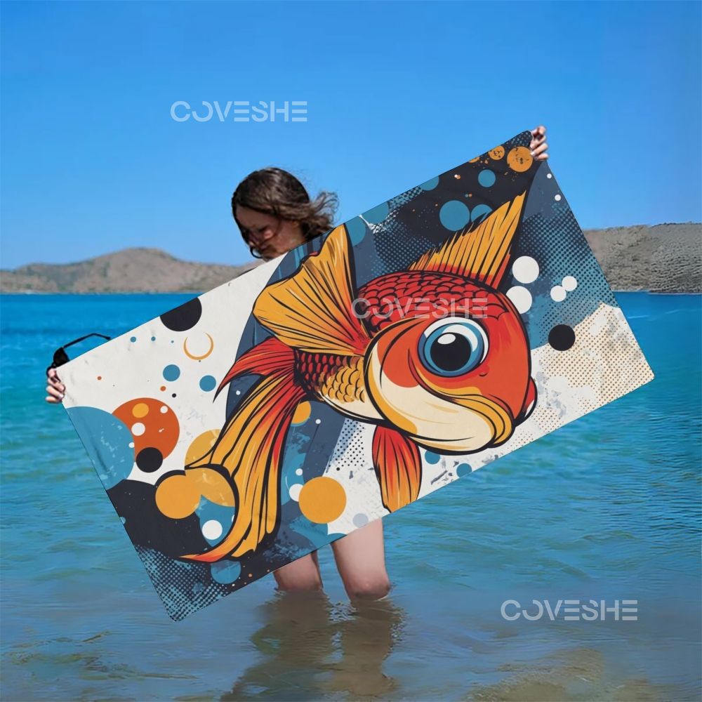 Casual Geometric Polka Dot Fish Printed Beach Towel