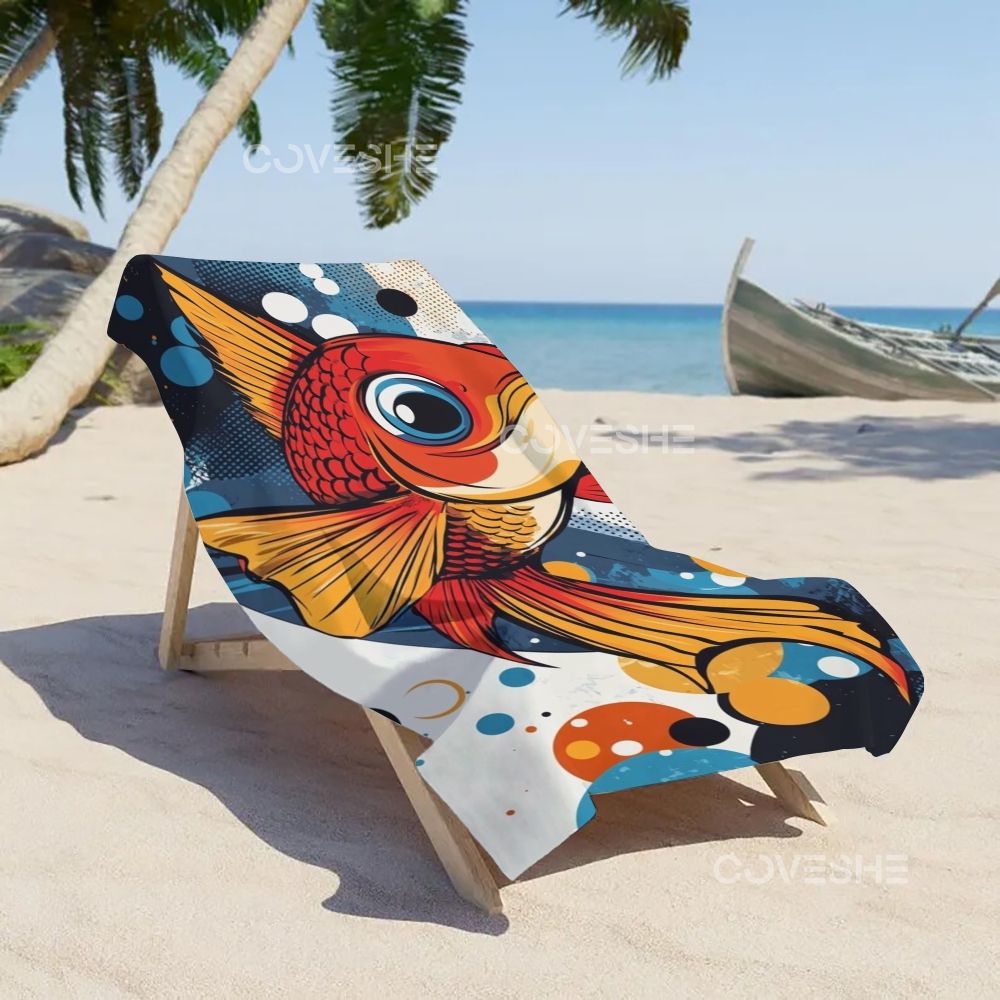 Casual Geometric Polka Dot Fish Printed Beach Towel