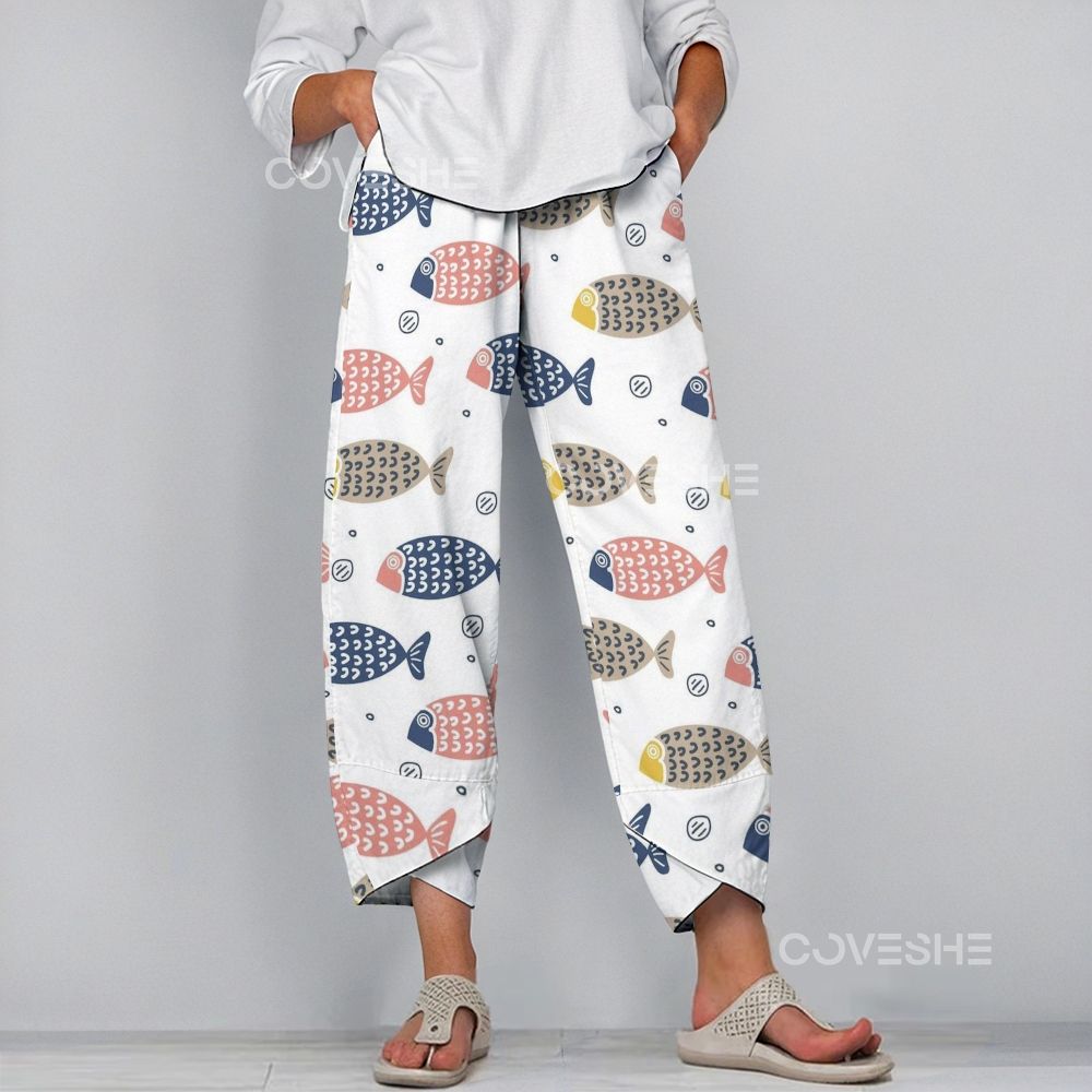 Women's Casual Colorful Fish Printed Pants
