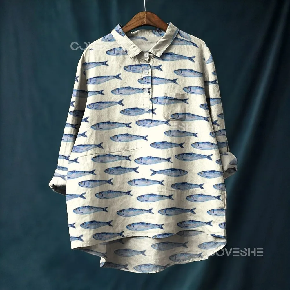 Women's Casual Sardines Printed Pants