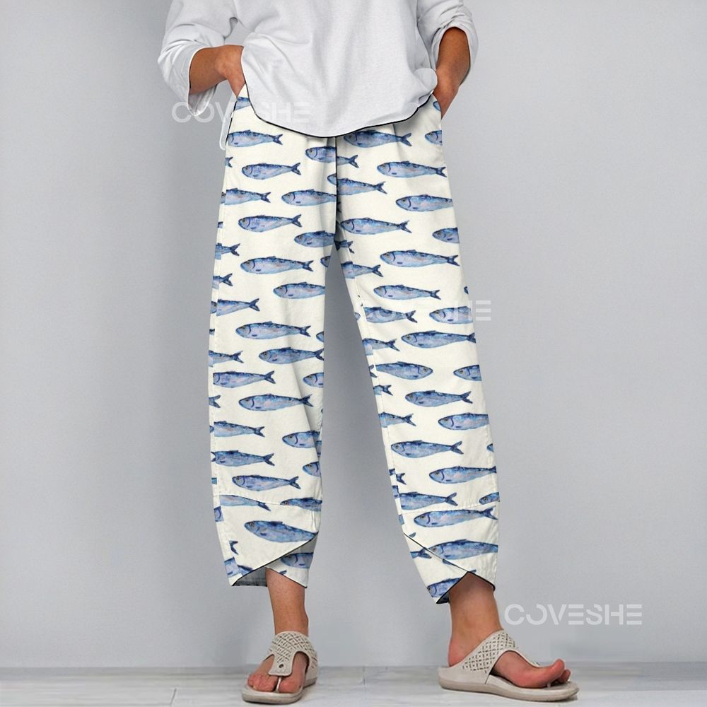Women's Casual Sardines Printed Pants