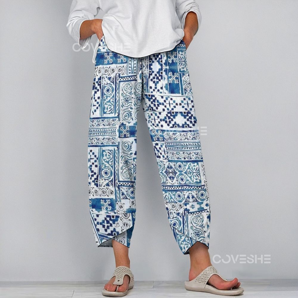 Women's Casual Vintage Flower Printed Pants