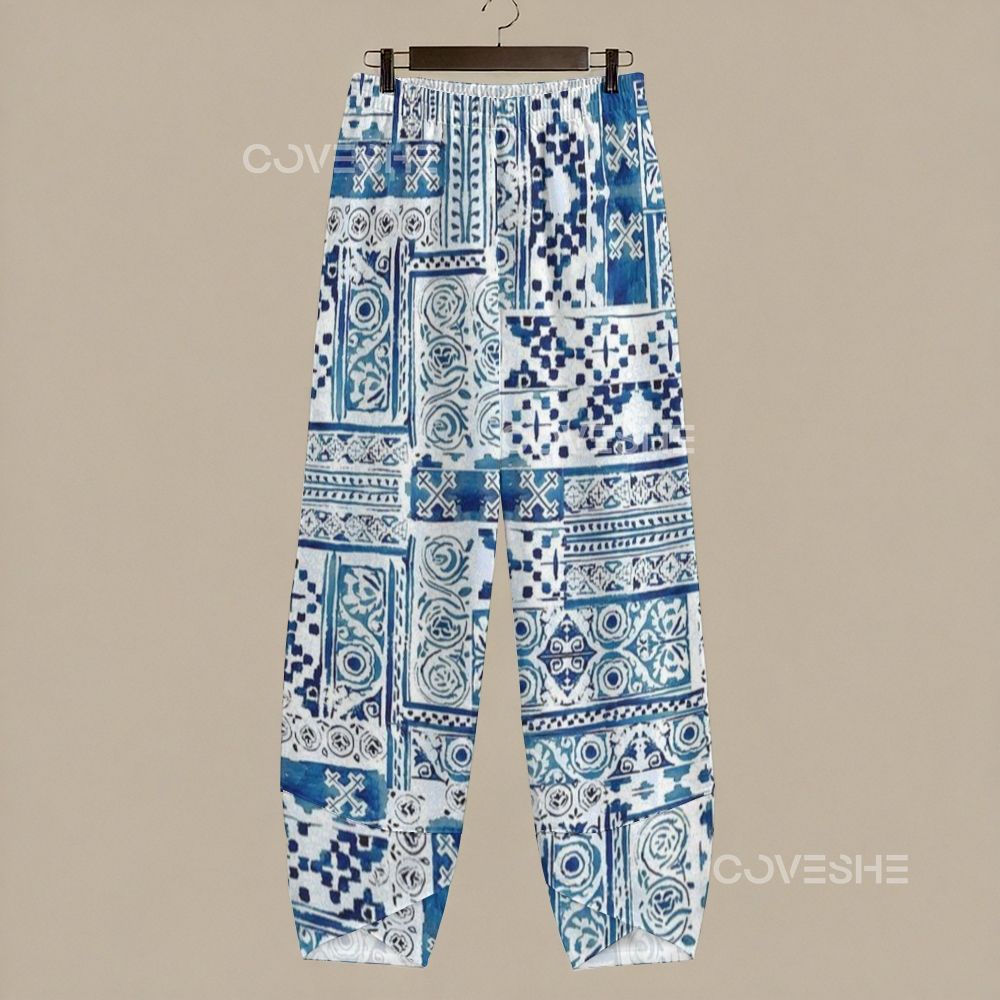 Women's Casual Vintage Flower Printed Pants