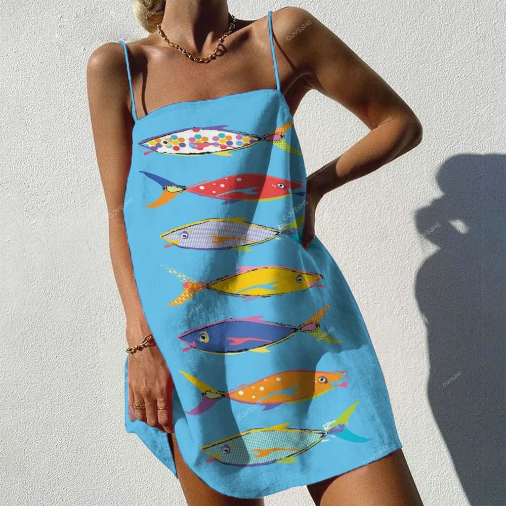 Women's Colorful Fish Printed Mini Dress