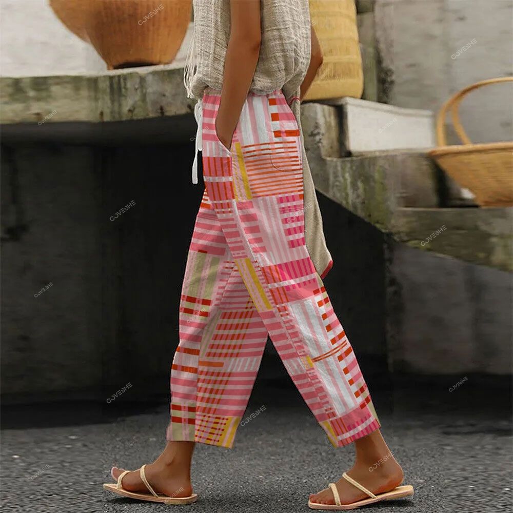 Women's Geometric Stripes Printed Trousers