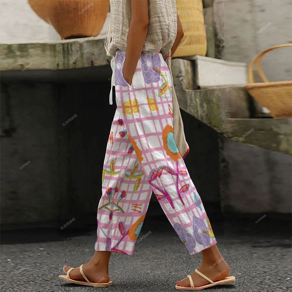 Women's Geometric Flowers Printed Trousers